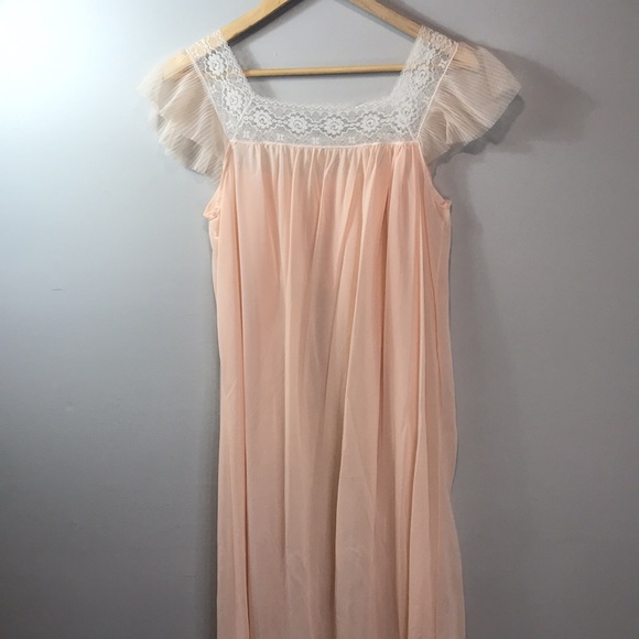 Vintage Perlon 1950’s Night Heiss Bugelm Sheer Lingerie Lace Negligee Gown - Picture 7 of 10